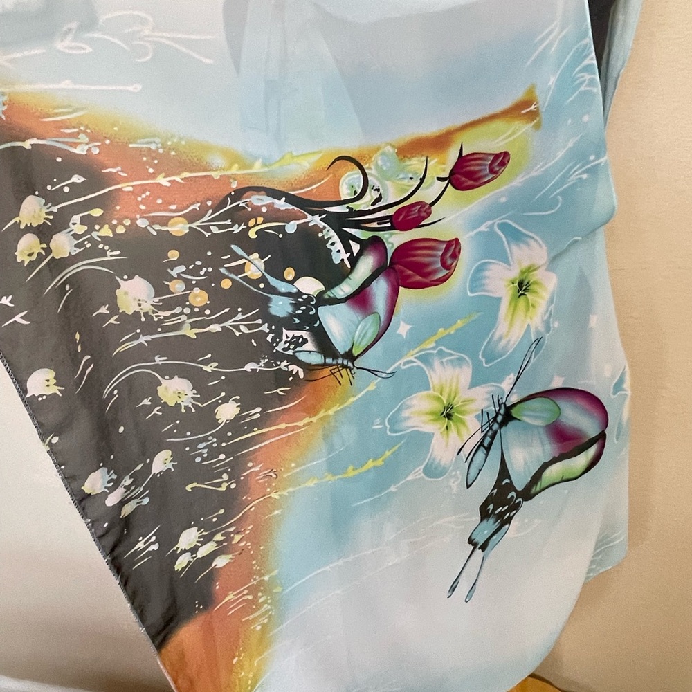 Colorful Butterfly Print beach coverup one size - Picture 3 of 5